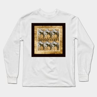 Zebra Herd Brown and Tan Long Sleeve T-Shirt